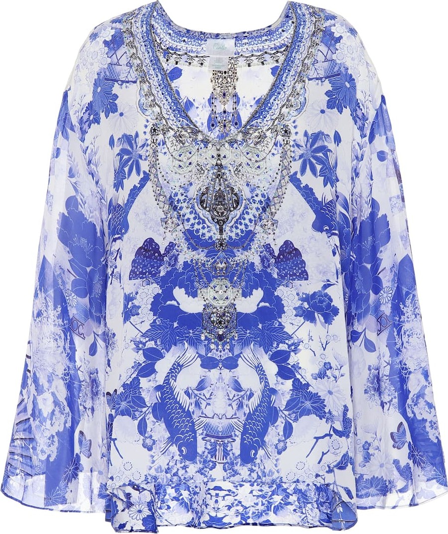Camilla Embellished silk top