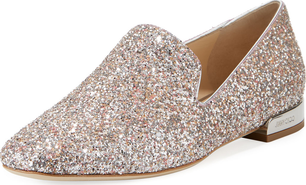 Jimmy Choo Jaida Flat Speckled Glitter Loafer