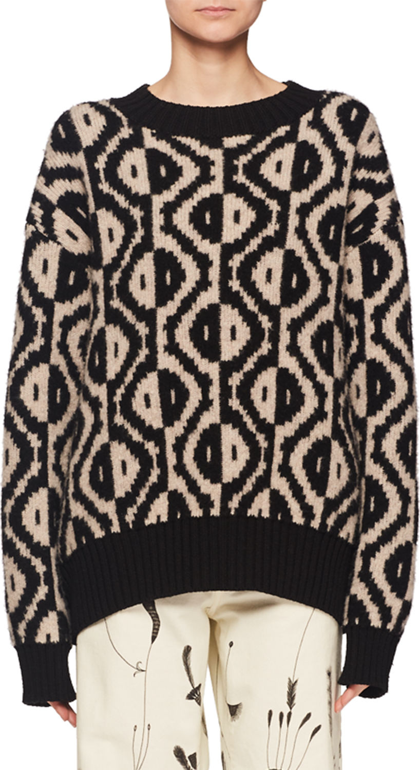 Dries Van Noten Crewneck Spot-Print Wool-Cashmere Sweater