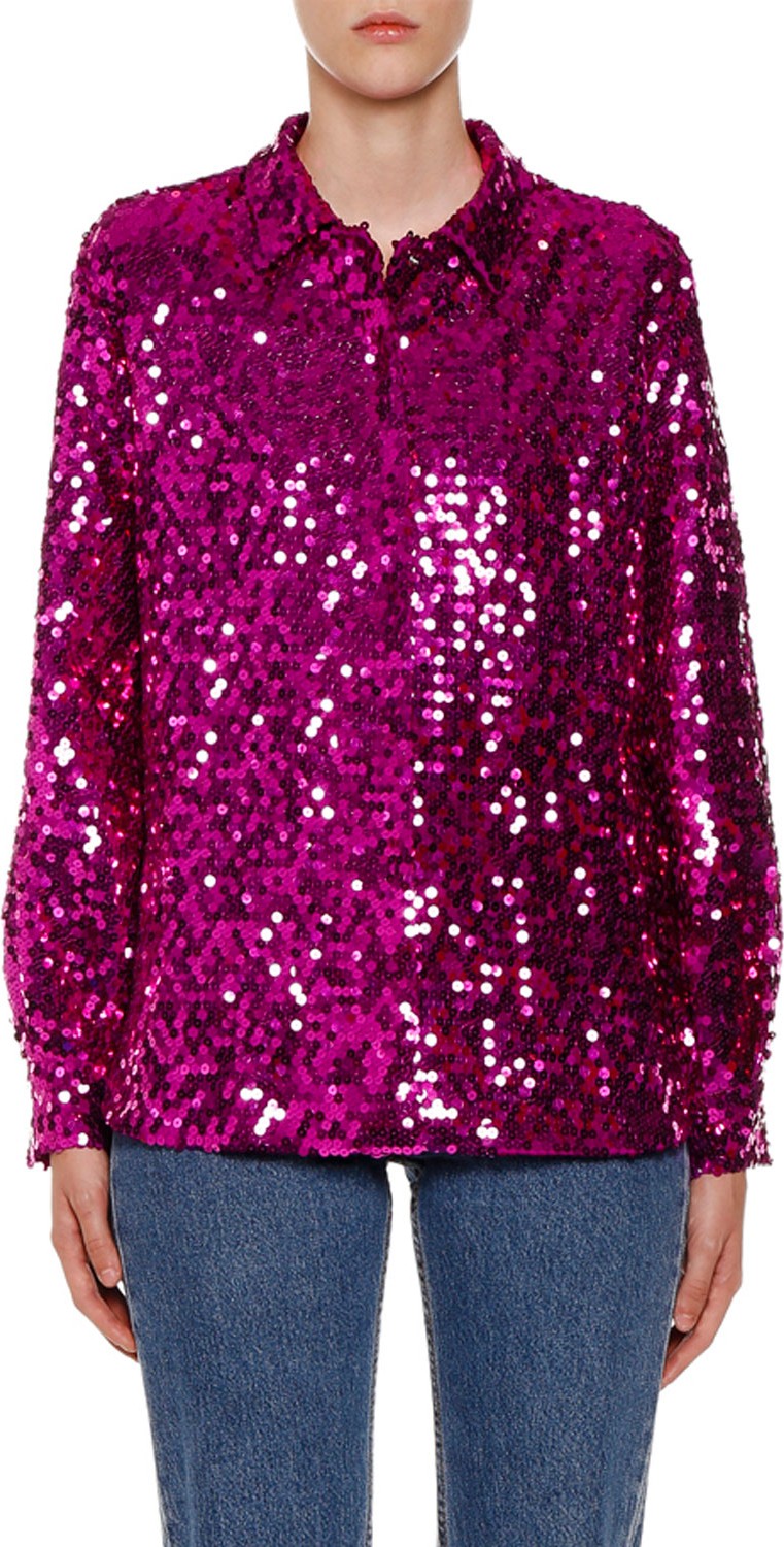 MSGM Sequin Long-Sleeve Shirt