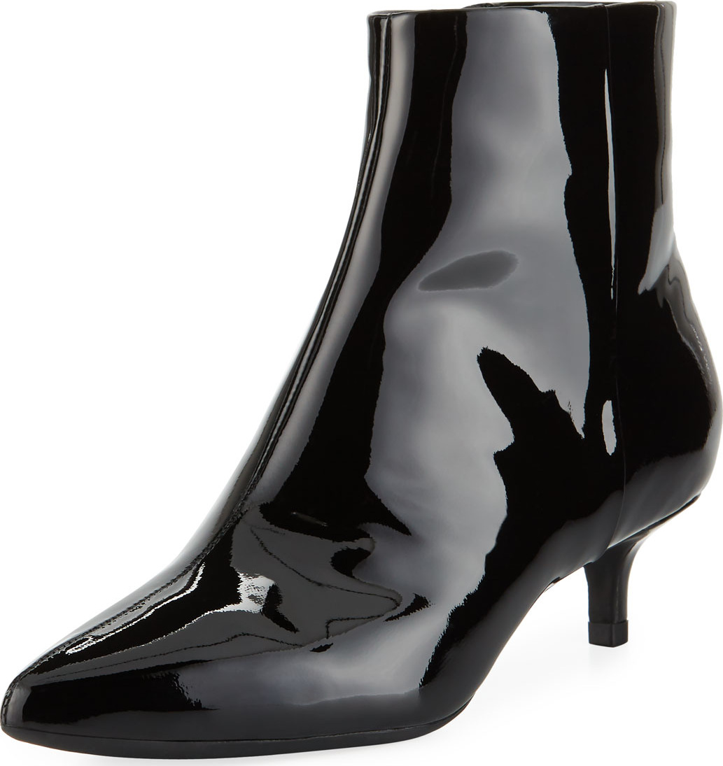 Taryn Rose Nora Patent Kitten-Heel Booties