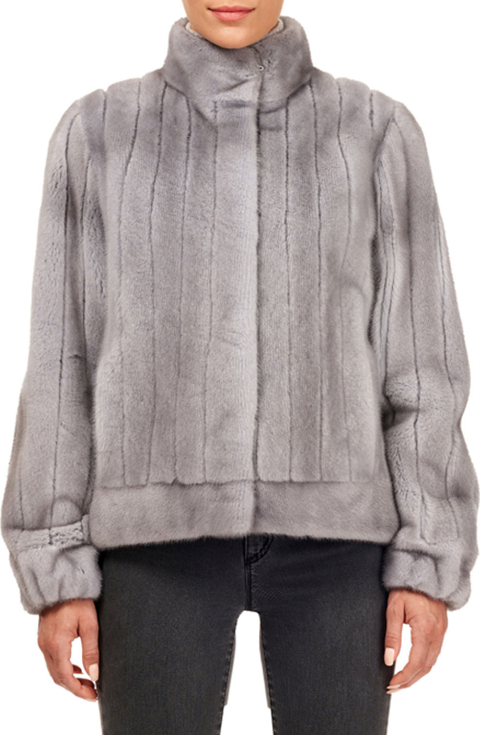 Gorski Vertical Mink Fur Jacket w/ Sheared Insets