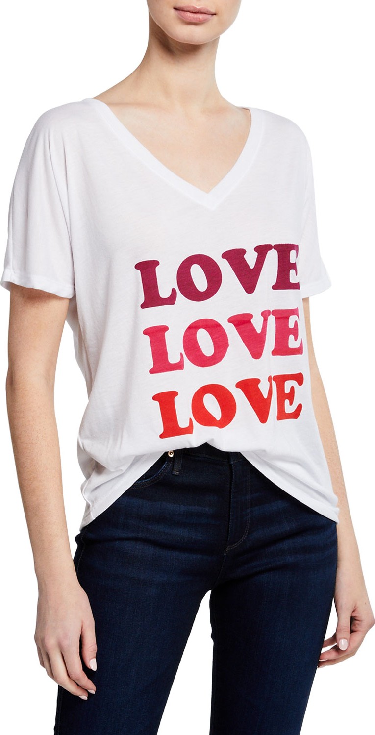 MILLY Love V-Neck Short-Sleeve T-Shirt