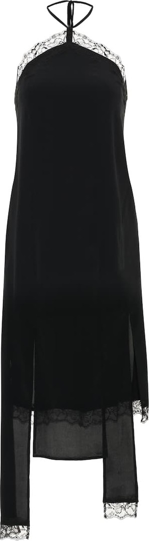 Rokh Silk-blend crêpe slip dress