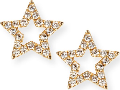 EF Collection 14k Gold Diamond Open-Star Stud Earrings