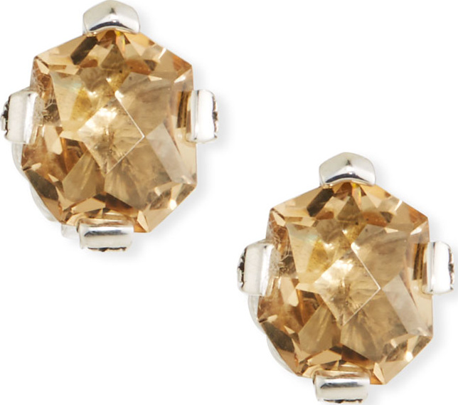 Stephen Dweck Champagne Quartz Freeform Stud Earrings