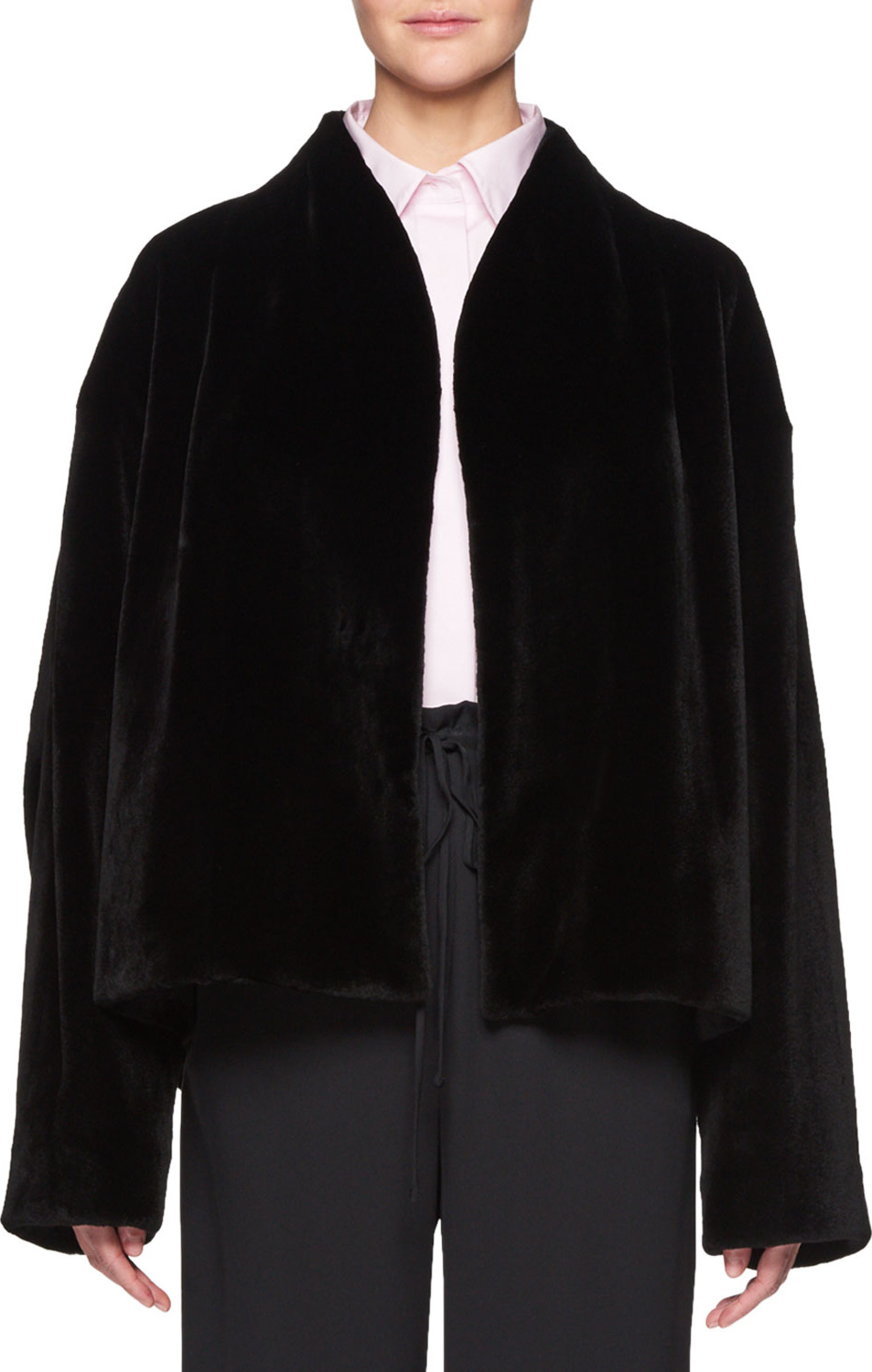 THE ROW Moona Open-Front Mink Fur Jacket