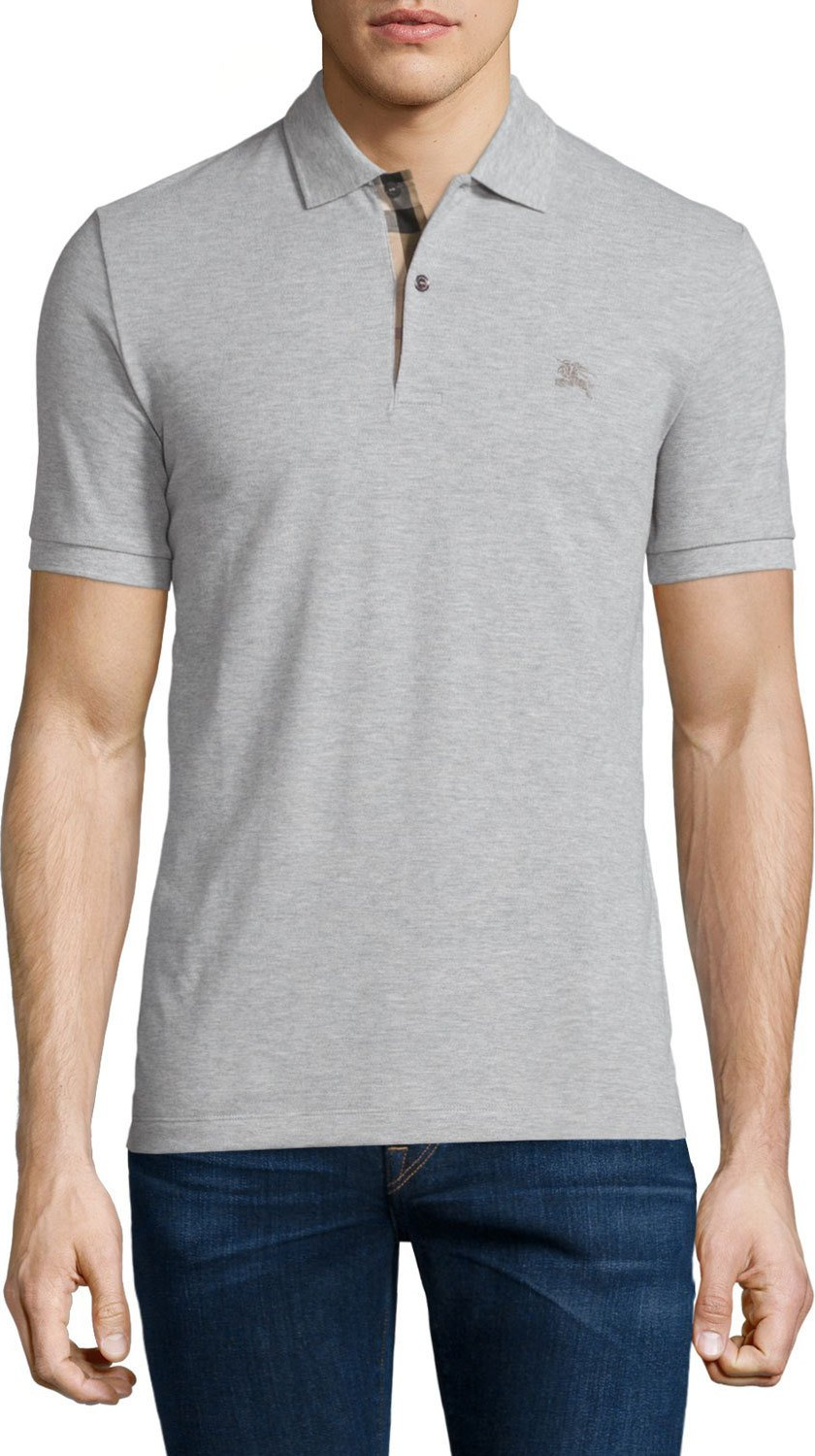 Burberry London England Short-Sleeve Pique Polo Shirt, Pale Gray