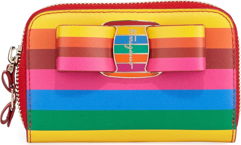 Salvatore Ferragamo Vara Rainbow Leather Wallet