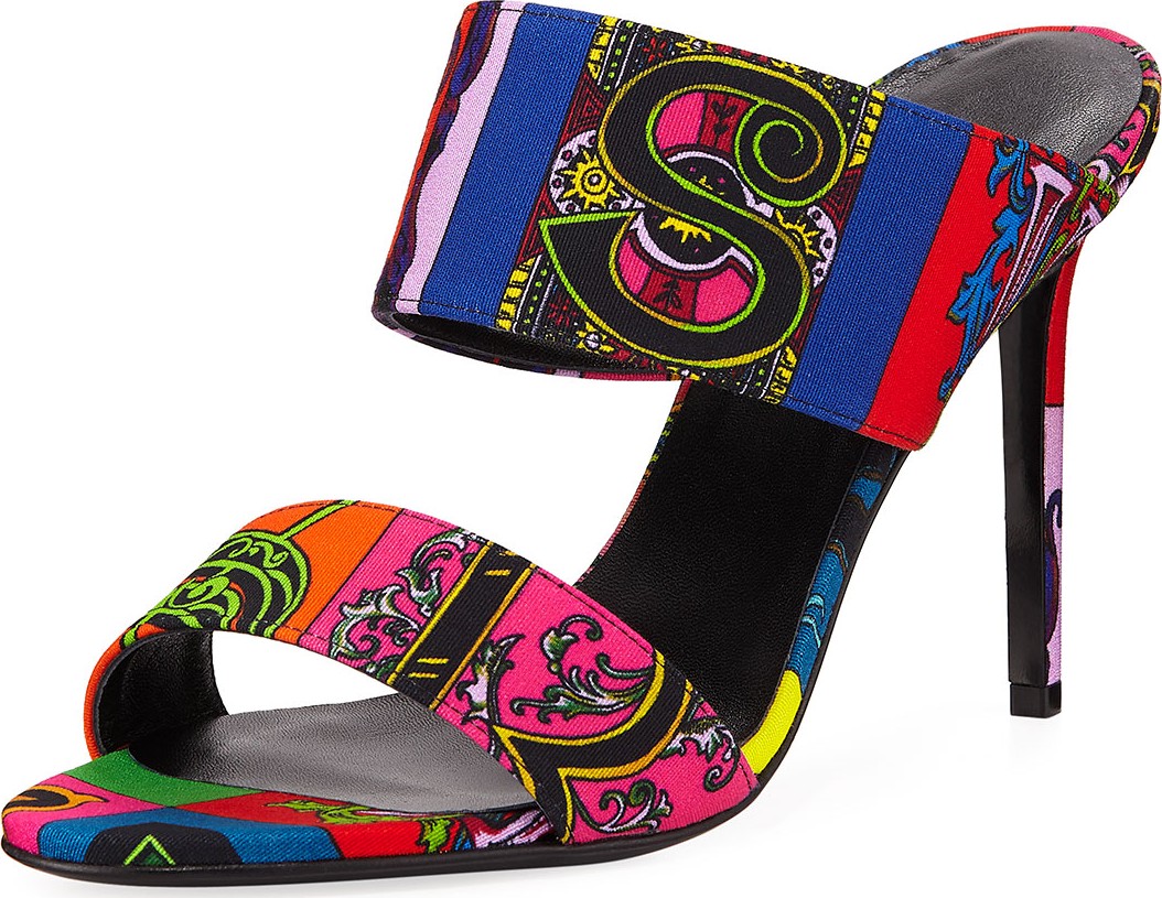 Versace Alphabet Printed Sandal Sandal Slides