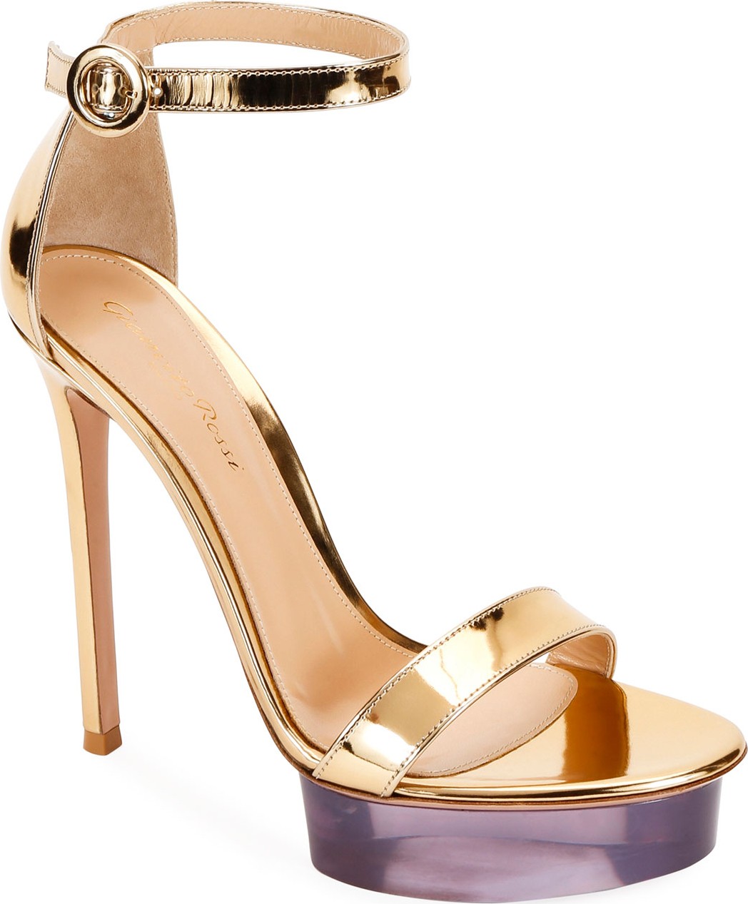 Gianvito Rossi Metallic Metal Rubber Platform Sandals