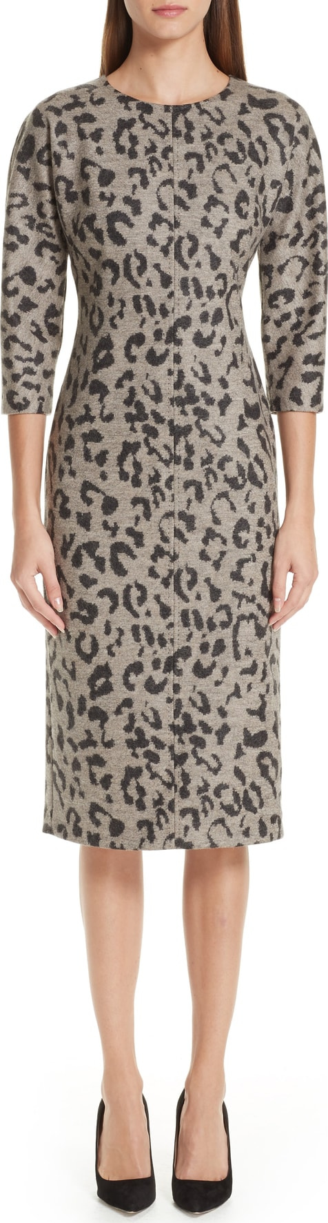 Max Mara Dramma Leopard Jacquard Wool Dress