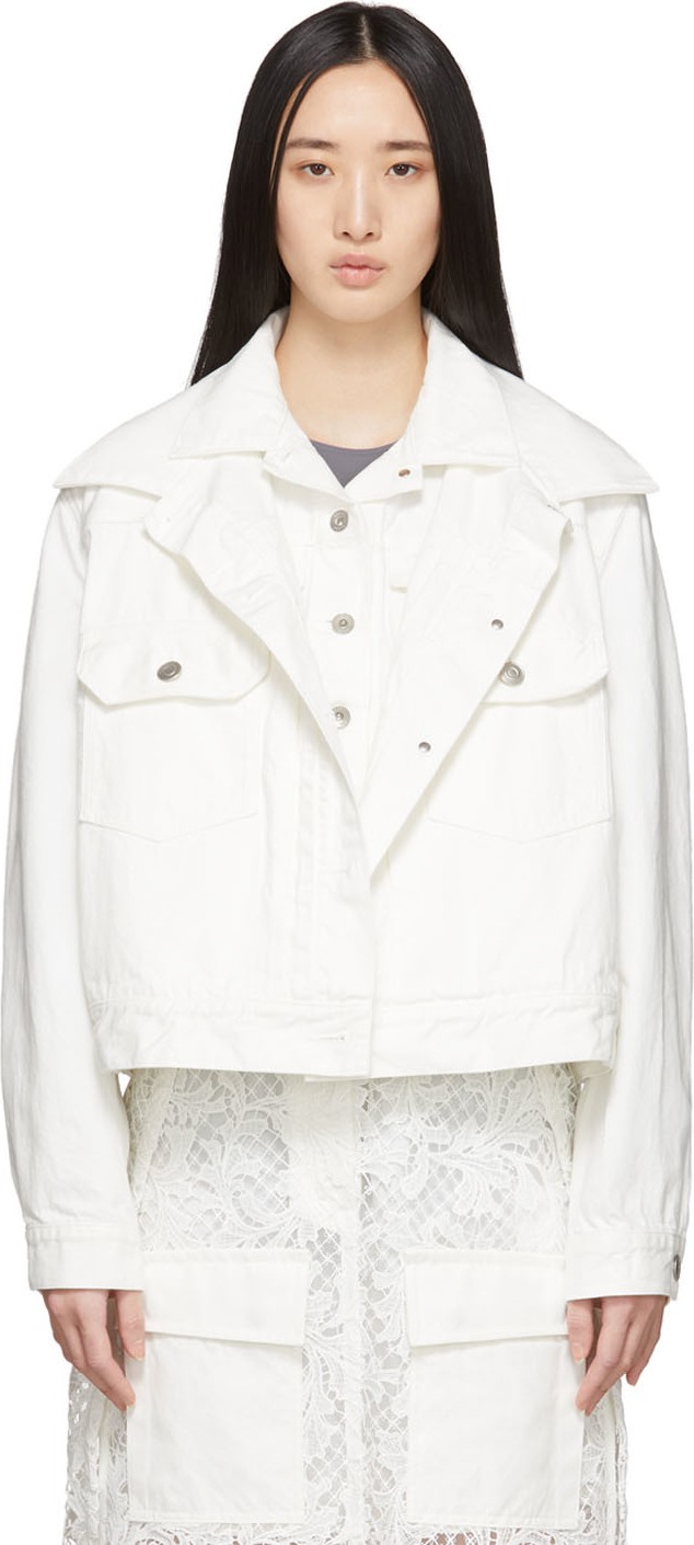 Sacai White Denim Double-Layer Jacket