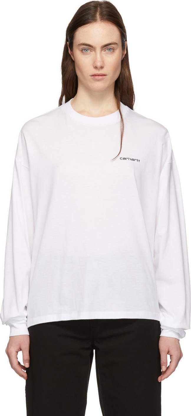 Carhartt Work In Progress White Script Embroidery T-Shirt