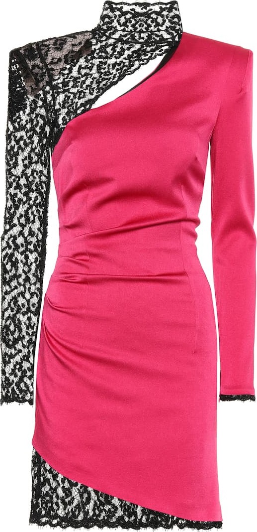 Dundas Lace-trimmed crêpe satin minidress