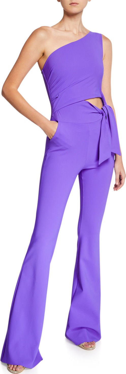 La Petite Robe di Chiara Boni Chabeli One-Shoulder Flared-Leg Jumpsuit