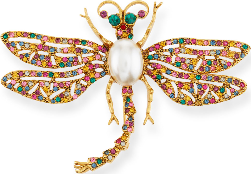 Kenneth Jay Lane Multicolor Fiesta Dragonfly Pin