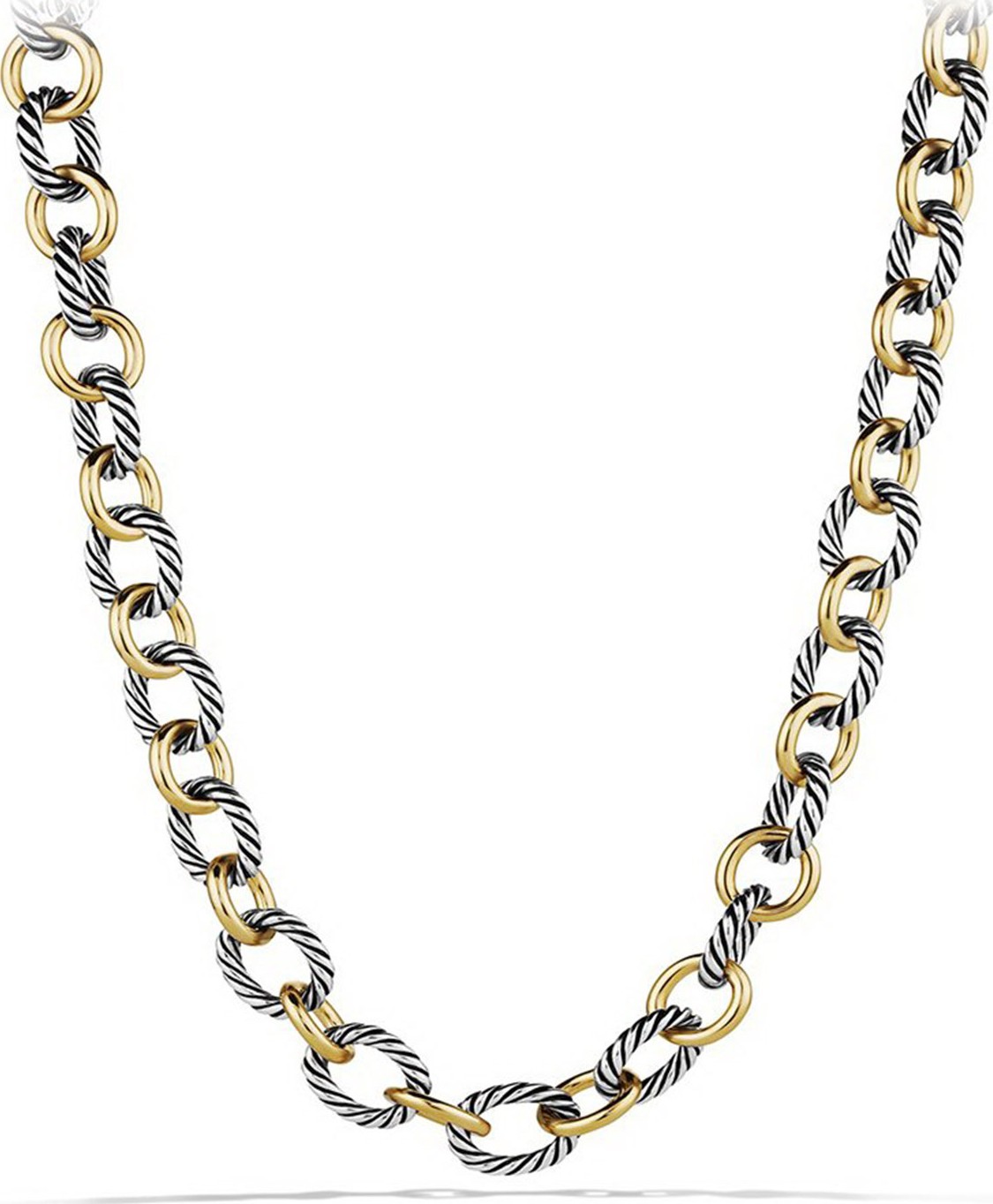 David Yurman Large Sterling Silver & 18K Gold Oval Link Necklace