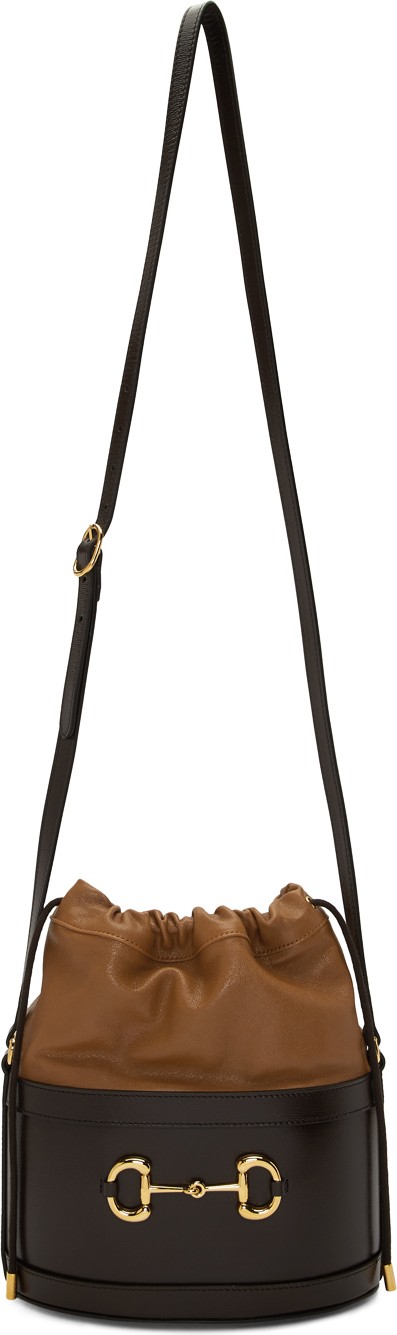 Gucci Brown 'Gucci 1955' Horsebit Bucket Bag