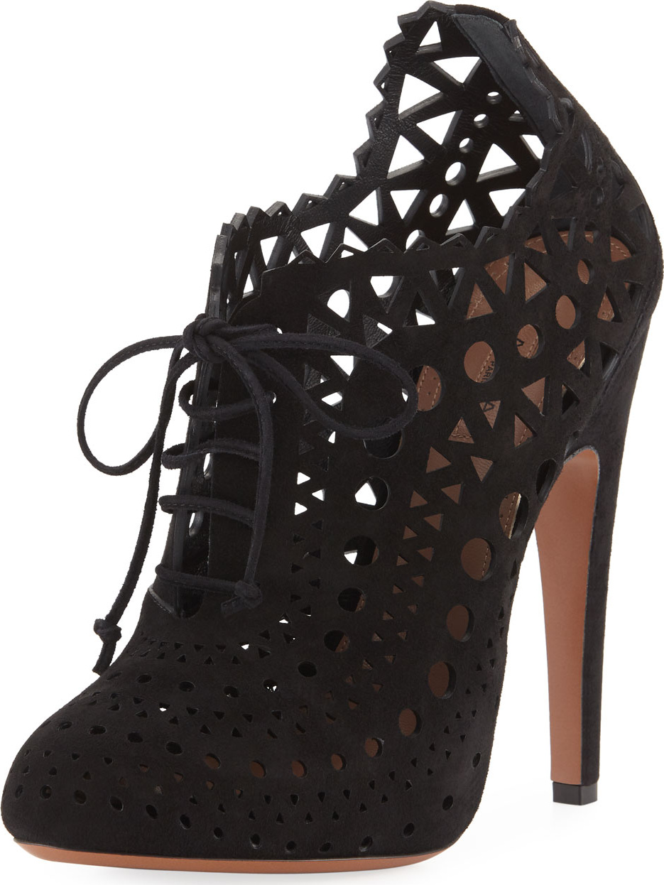 Alaïa Laser-Cut Lace Ankle Booties