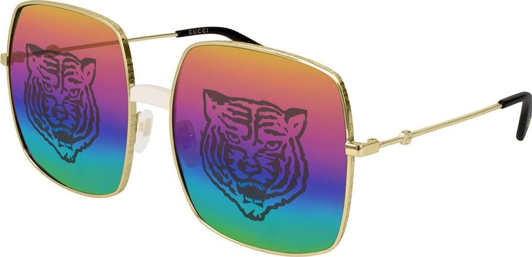 Gucci Angry Cat Rainbow Square Sunglasses
