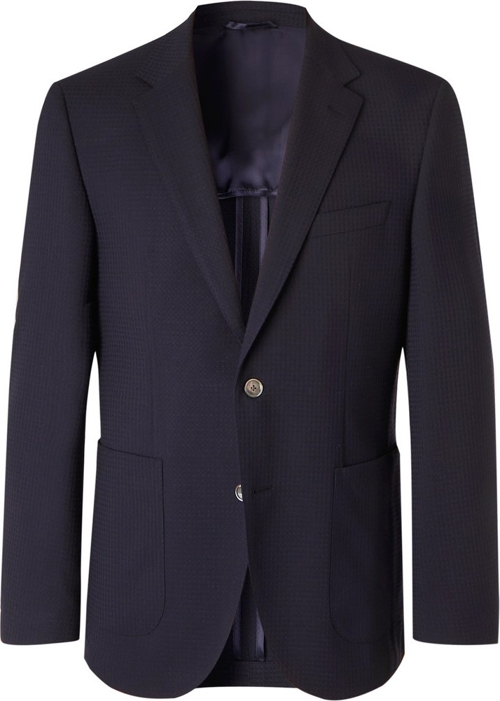 HUGO BOSS Navy Slim-Fit Hopsack Blazer