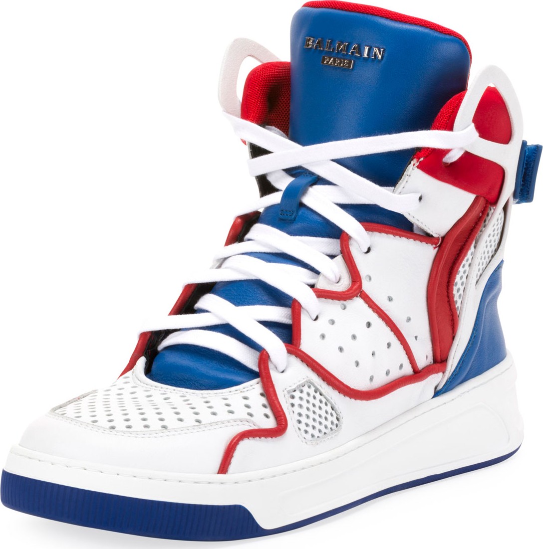 Balmain Men's Keith High-Top Colorblock Sneakers