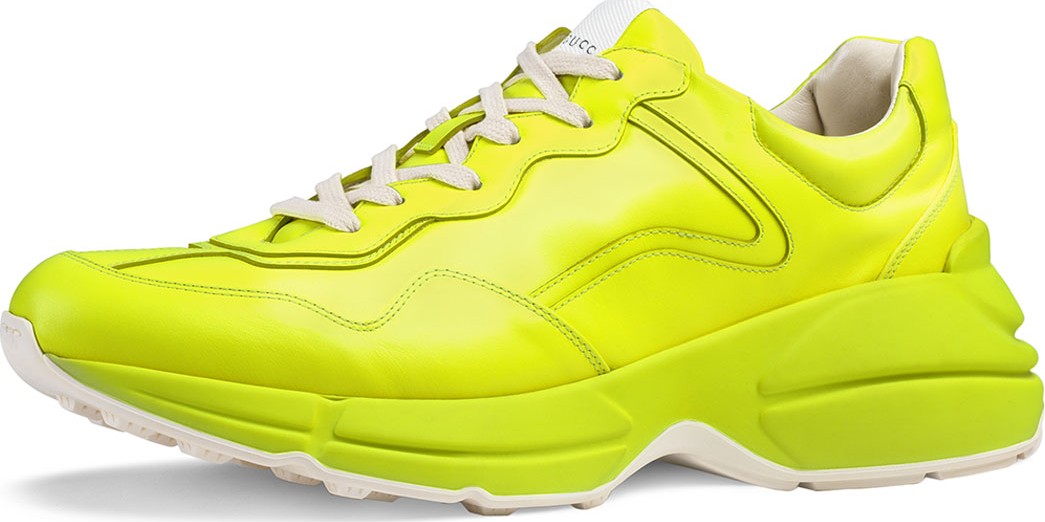 Gucci Men's Rhyton Fluorescent Leather Sneakers