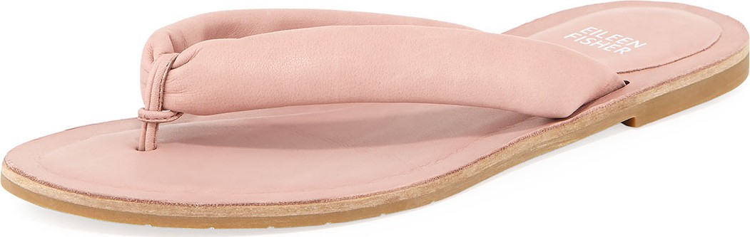 Eileen Fisher Flue Flat Washed Leather Thong Sandal