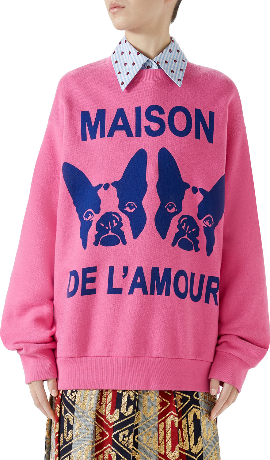 Gucci Orso and Bosco Heavy Felt Oversized Cotton Sweatshirt w/ Beaded Guccy