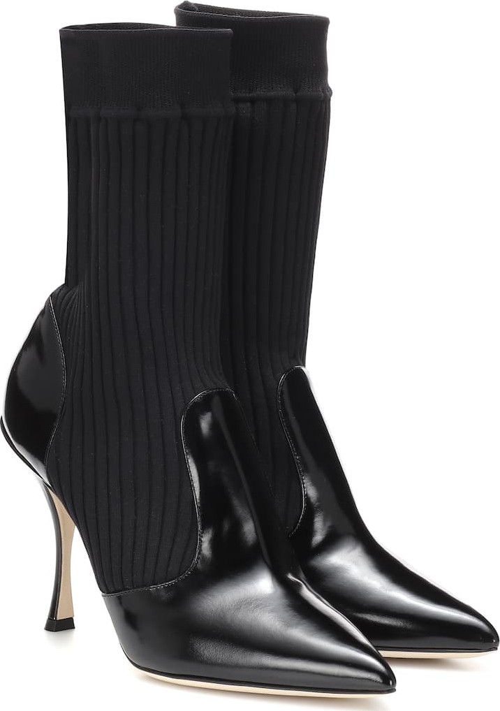 Dolce & Gabbana Leather-trimmed ankle boots