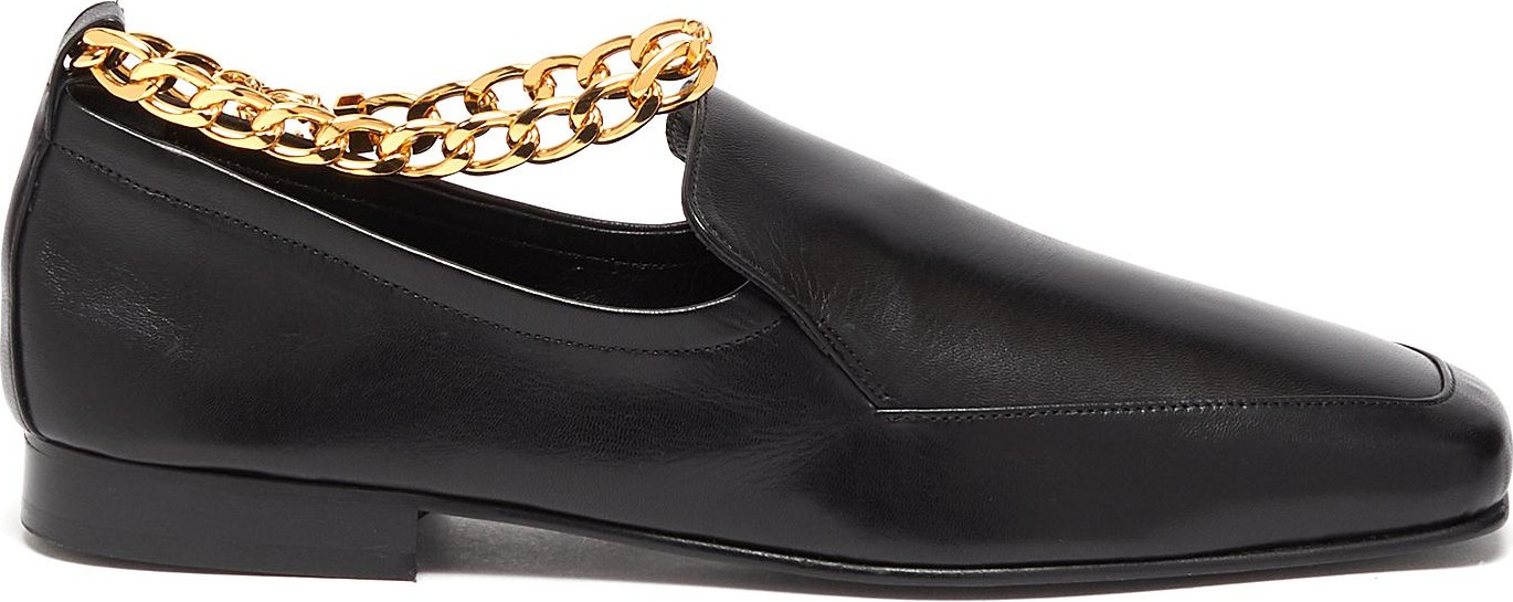 By Far Nick ankle chain square toe loafers