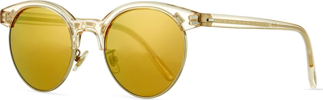 Oliver Peoples Ezelle Mirrored Semi-Rimless Sunglasses, Yellow