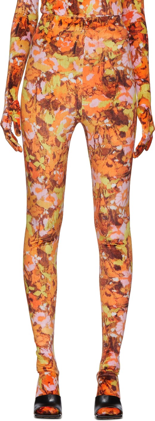 Richard Quinn Orange Floral Leggings