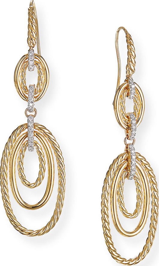 David Yurman Continuance 18k Gold Diamond Multi-Drop Earrings