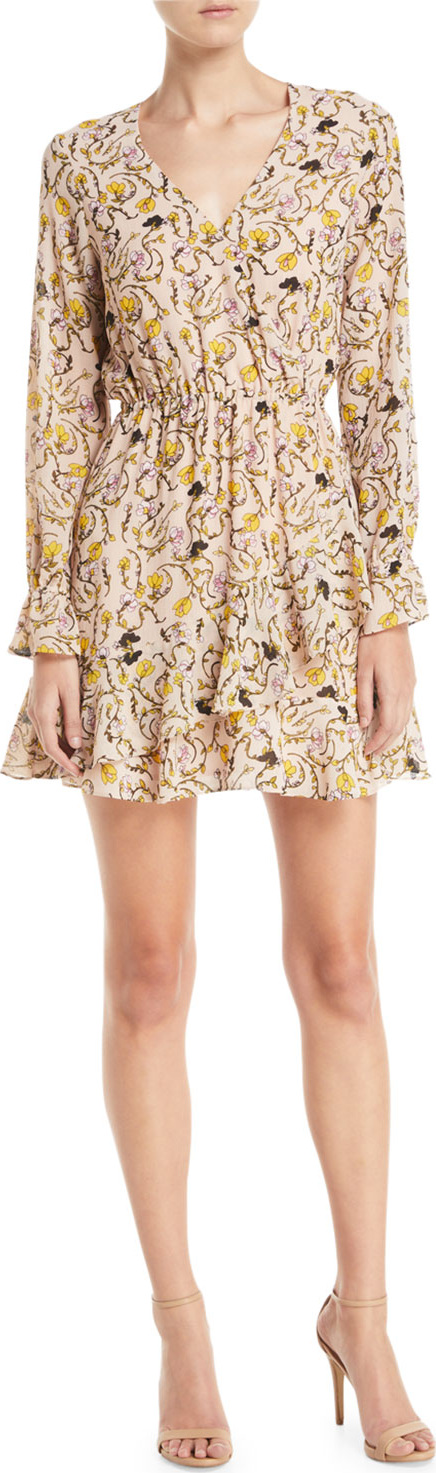 cupcakes and cashmere Lesli Short Floral Long-Sleeve Dress