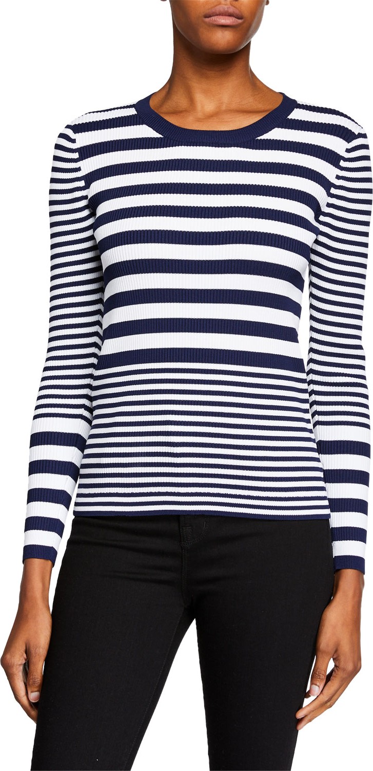 MICHAEL MICHAEL KORS Mix Stripe Crewneck Long-Sleeve Sweater