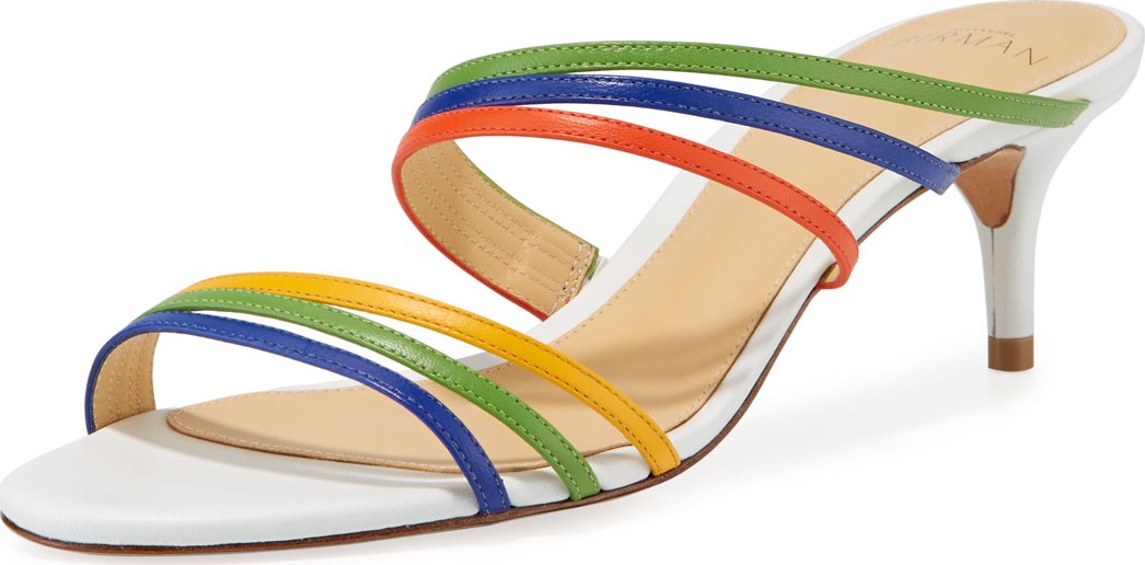Alexandre Birman Colorblock Kitten-Heel Slide Sandals