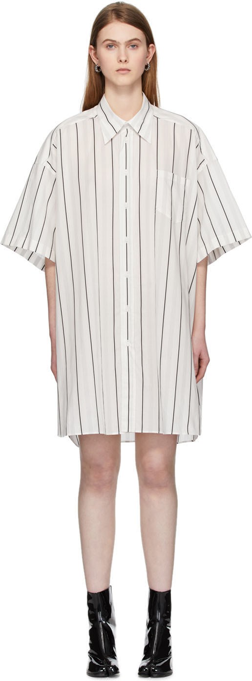 Maison Margiela Off-White Cotton Poplin Shirt Dress