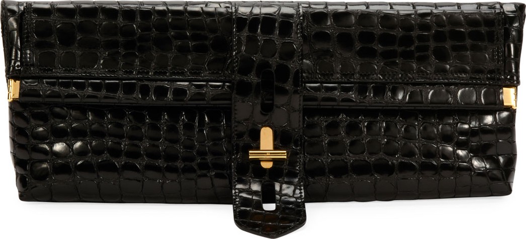 TOM FORD Embossed Croc East-West Clutch Bag
