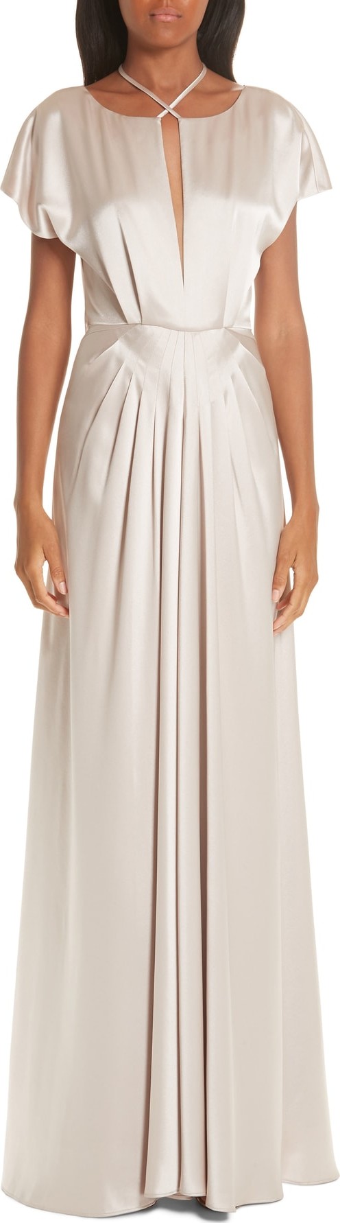 ZAC Zac Posen Perry Drape Back Satin Gown