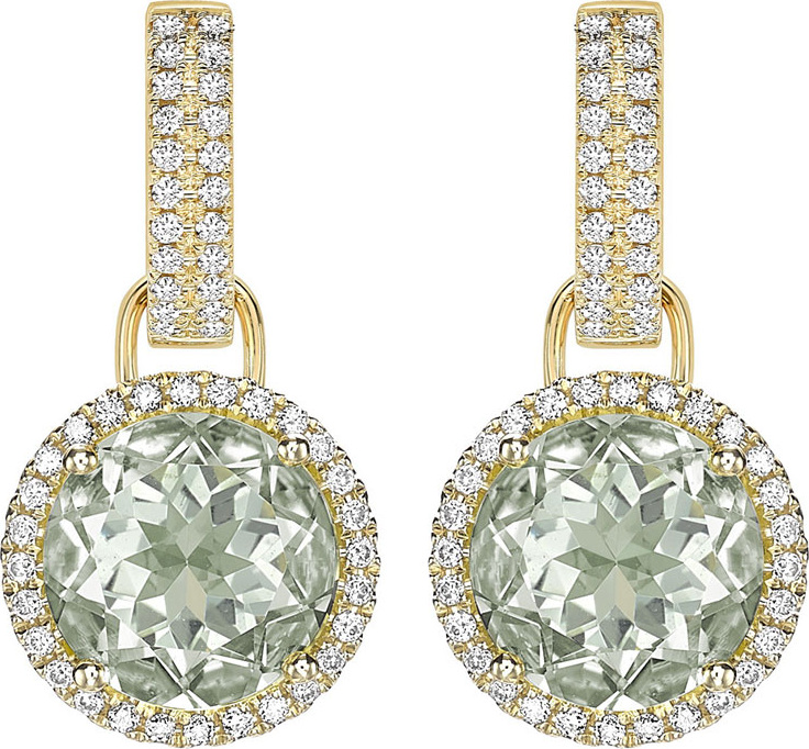 Kiki McDonough Grace Green Amethyst & Diamond Round Drop Earrings