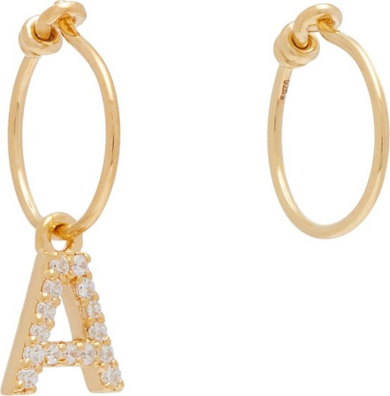 Theodora Warre Mismatched A-charm gold-plated hoop earrings