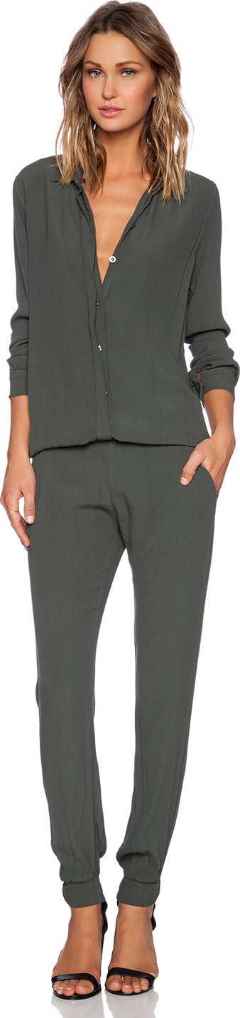 MONROW Crepe Long Sleeve Jumpsuit