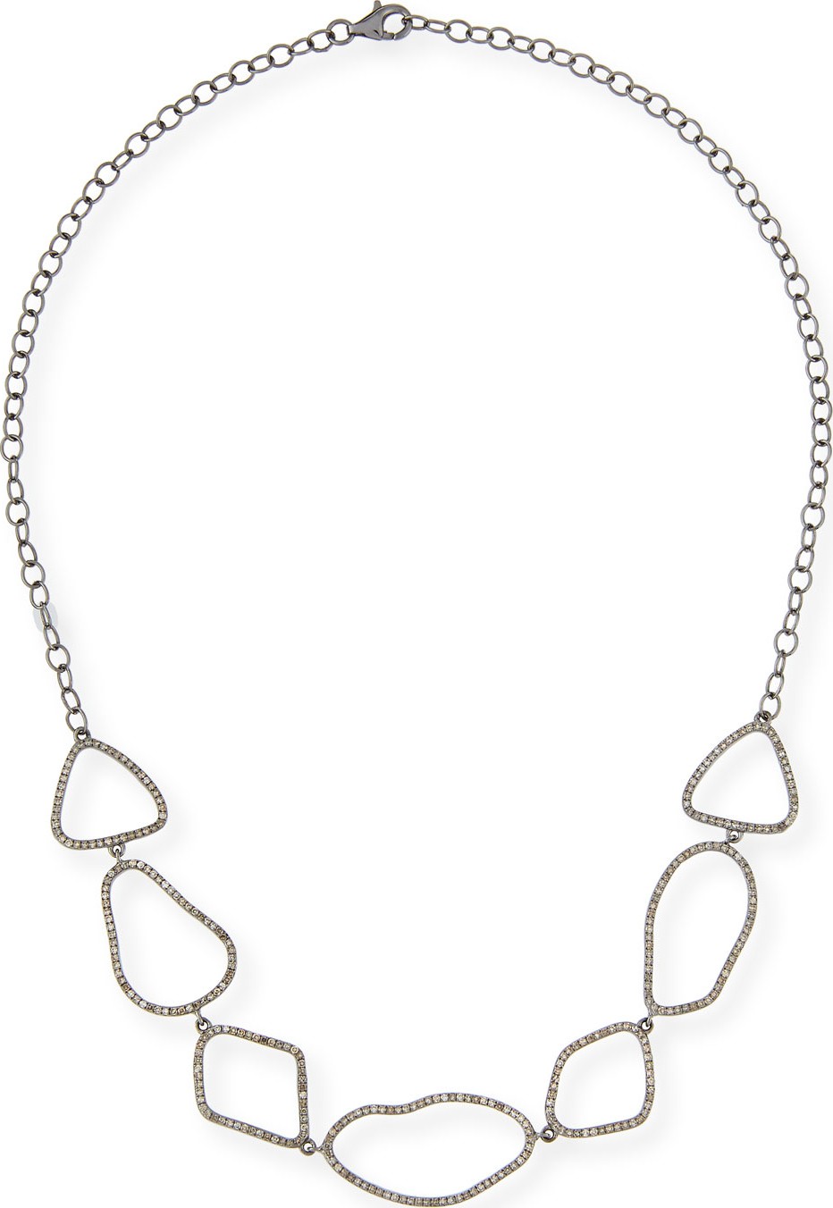 Siena Lasker Sterling Silver Link Choker Necklace with Diamonds