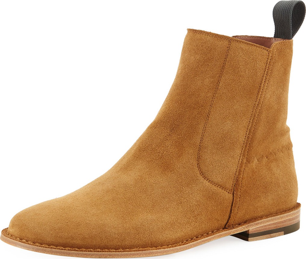 Bottega Veneta Men's Spritz Suede Side-Zip Chelsea Boots