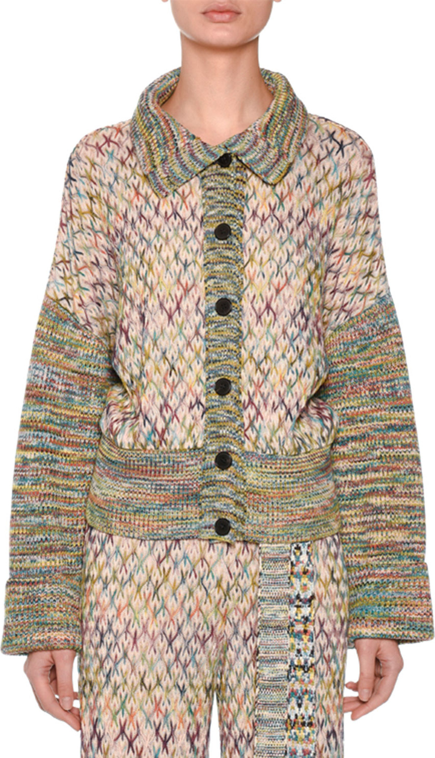 Missoni Button-Down Cross-Stitched Wool-Blend Cardigan