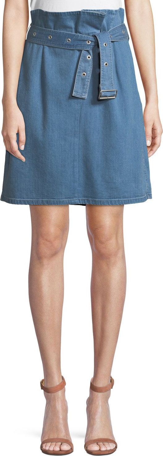 J BRAND Tranquil Pleated Belted Denim Skirt