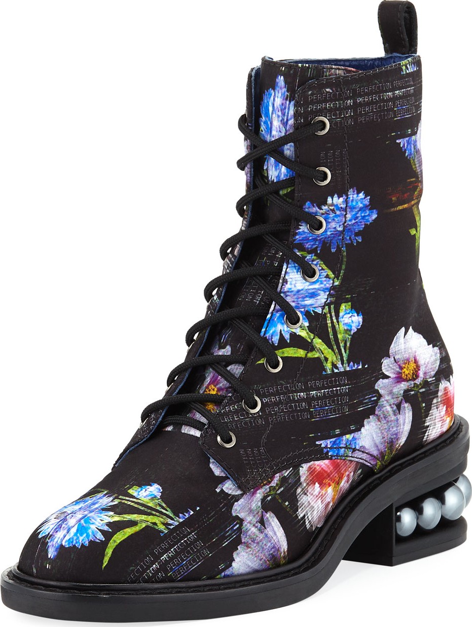 Nicholas Kirkwood Casati Perfection Digital-Print Combat Boots