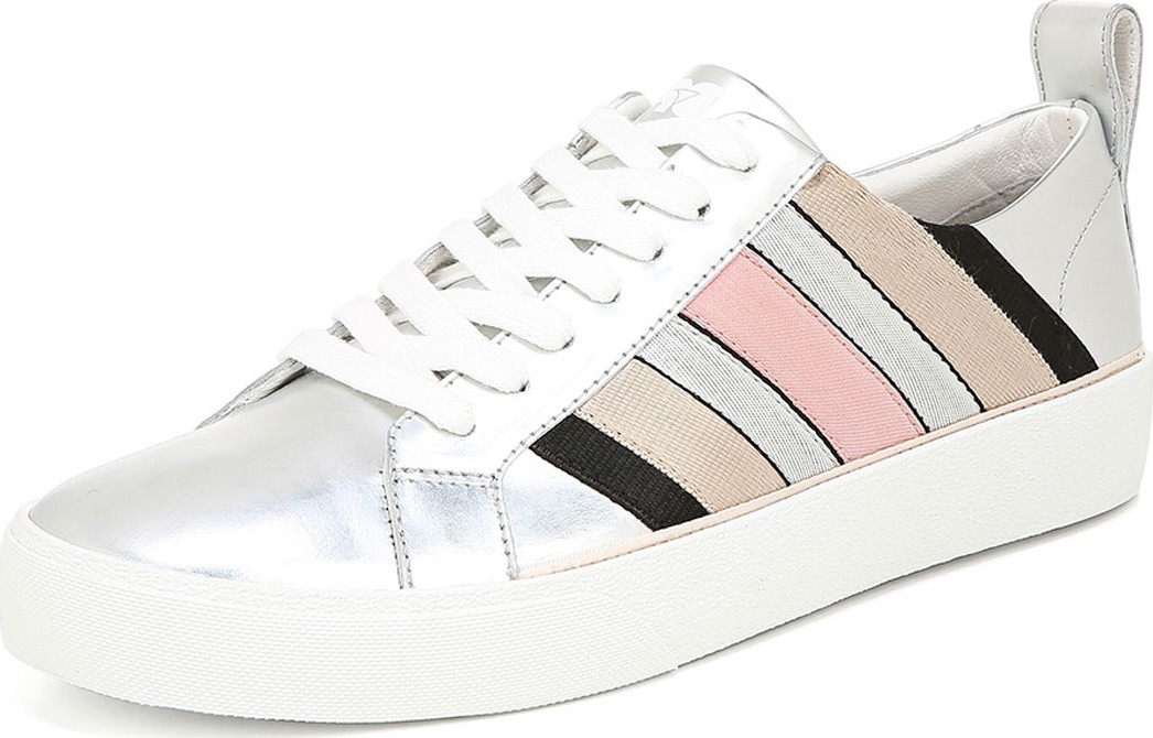 DIANE von FURSTENBERG Tess Striped Metallic Leather Sneakers